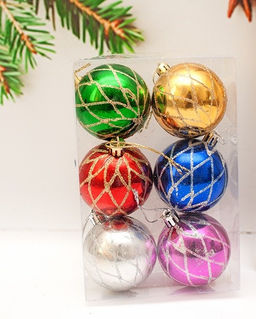 Набор шаров D=6см, 6шт. (XY23-31) ассорти, в пвх упаковке