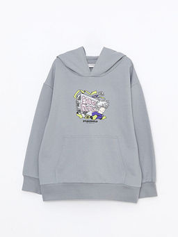 Kap??onlu Bask?l? Uzun Kollu Erkek ?ocuk Sweatshirt ve E?ofman Alt? - Waikiki фото 2