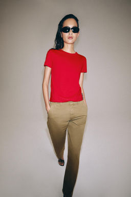 CAMISETA INTERLOCK MANGA CORTA / Rojo vivo
