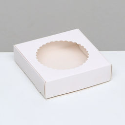 Цена за 6 шт. Коробка сборная, белая, с окном, 11.5×11.5×3 см