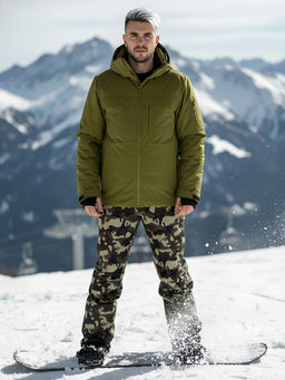 Горнолыжный костюм мужской зимний цвета хаки 02412Kh