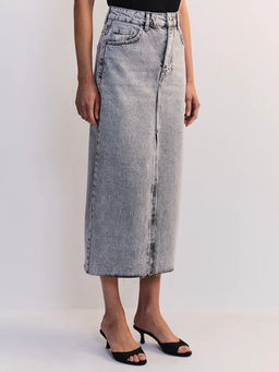 Джинсовая юбка миди с разрезом спереди ZR2605092350-107 / Zarina  фото 7