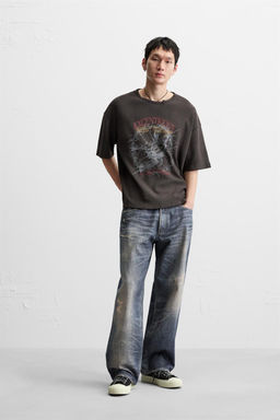 SPRAY PRINT KNIT T-SHIRT