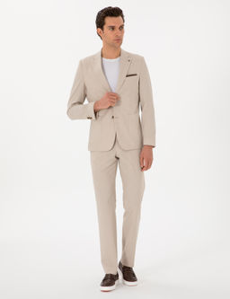 Bej Slim Fit Tak_m Elbise