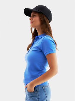 Футболка поло женская MINAKU: Basic line, васильковая, размер 44