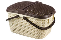 Корзина для пикника 25 л 46*35*27,5 см Паола с 2-мя крышками бежево-коричневая (модель 428) - Elan gallery фото 3
