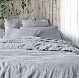 Постельное белье вареный хлопок - Серый меланж 2 сп. с Евро простыней (нав.70х70)