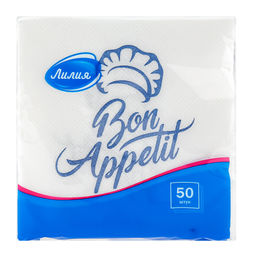 Салфетки бумажные 24х24см Лилия, 1 слойные, 50 штук в упаковке, Микс: Бон аппетит + Чашка кофе (Россия) - Bouquet фото 2