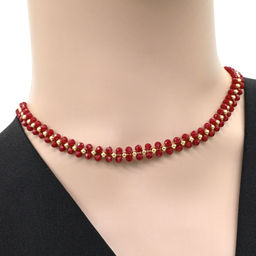 Чокер плетеный из циркона шарик 3мм цвет бордовый, 36см - Радуга камня фото 2