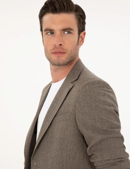 Kahverengi Slim Fit Y_n Kar___ml_ Tak_m Elbise