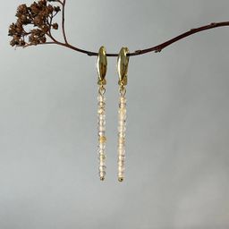 Серьги длинные из Рутилового кварца и Кварца