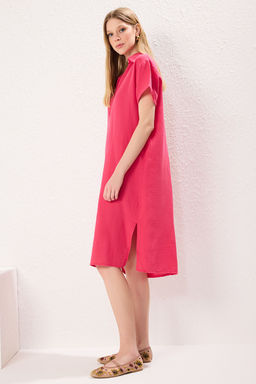 TRENDYOLMILLA Fusya Duz Kesim Muslin Midi Dokuma Elbise TWOSS25EL00171  фото 4