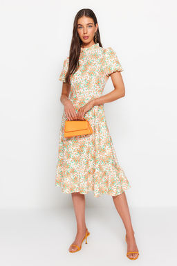 TRENDYOLMILLA Ac?k Mavi Cicekli A Kesim F?rf?rl? Midi Dokuma Elbise TWOSS20EL0894  фото 56