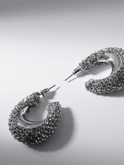 Серьги со стразами QF Блеск кольца, белые в серебре