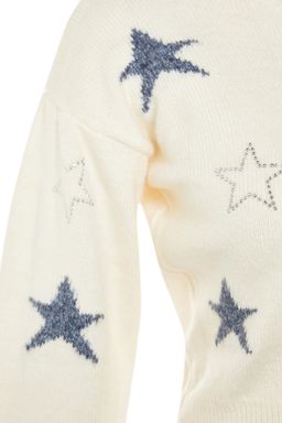 Ekru Y?lbas? Temal? Crop Yumusak Dokulu Triko Kazak TWOAW23KZ01569 - Trendyolmilla фото 6