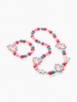 Цена за 2 шт. Набор детских украшений Выбражулька «Единорожки милые», 2 предмета: бусы, браслет, розовый