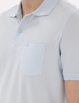 A__k Mavi Regular Fit %100 Pamuk Polo Yaka Basic Ti__rt