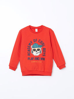 Bisiklet Yaka Uzun Kollu Bask?l? Erkek Bebek Sweatshirt 2li