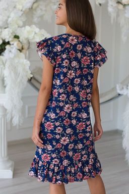 Платье женское из кулирки Элиза бежевые цветы - Амадэль фото 4