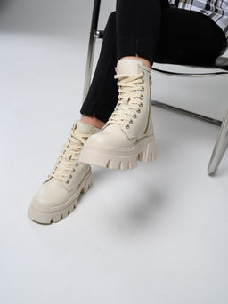 Ботинки 329.зиплайнbe.Бежевый/байка