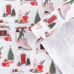 Цена за 10 шт. Бумага упаковочная крафтовая «Уютный Новый Год», 50 × 70 см