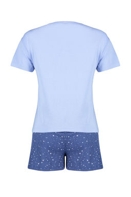 Trendyolmilla Mavi %100 Pamuklu Y?ld?z Desenli Sortlu Orme Pijama Tak?m? THMSS24PT00202 фото 13