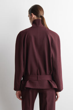 CHAQUETA CON CUELLO CHAL Y CINTUR?N MEZCLA DE LANA