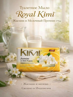 Мыло Туалетное "Royal Kimi" 80гр Жасмин и Молочный протеин