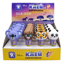 Клей-карандаш Луч ZOO 9 г для бумаги, картона, фото быстросох., смывается водой PVP, карт. дисплей