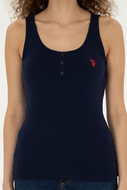 Женская базовая футболка без рукавов темно-синего цвета с круглым вырезом Неожиданная скидка в корзине - U.s. polo assn фото 6