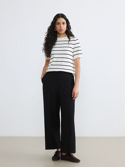 Bisiklet Yaka ?izgili Kad?n Triko Kazak