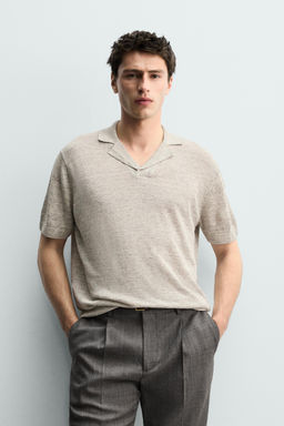 POLO PUNTO REGULAR FIT 100% LINO / Gris vigor? - Zara фото 2
