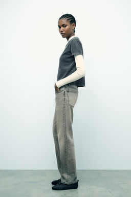 TRF STRAIGHT-LEG MID-RISE JEANS - Zara фото 3