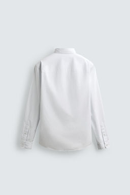 CAMISA ALGOD?N SOFT / Blanco / Celeste - Zara фото 8