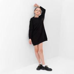 Платье для девочки чёрное прямое MINAKU: Casual Collection, рост 146 см