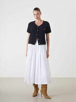 Beli Lastikli Saten Kad?n Pileli Etek