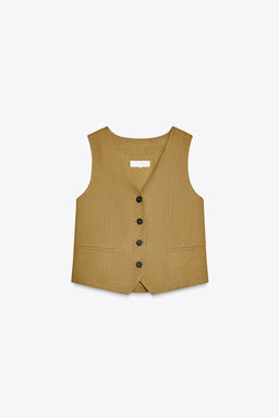 LINEN BLEND TAILORED WAISTCOAT - Zara фото 18