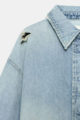 SOBRECAMISA CROP DENIM TRF / Azul claro - Zara фото 6