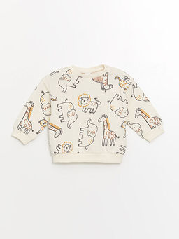 Bisiklet Yaka Bask?l? Erkek Bebek Sweatshirt ve E?ofman Alt 2li Tak?m - Waikiki фото 2