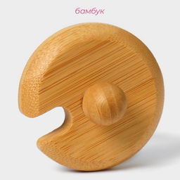 Цена за 2 шт. Крышка для ёмкостей Доляна, d=5.5 см, с ручкой, бамбук  фото 2