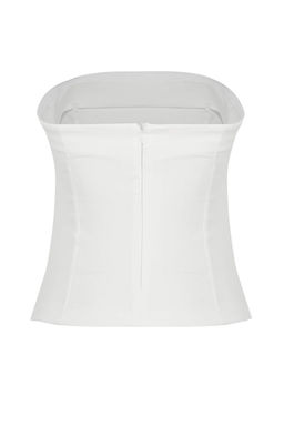 Beyaz Straplez Fitted Ince Sus Kemer Detayl? Dokuma Bluz TWOSS25BZ00421