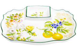 Блюдо д/шашлыка 28*21*2,3 см  Лимоны с соусницей NEW BONE CHINA - Elan gallery фото 5