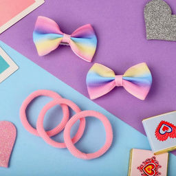 Цена за 5 шт. Набор для волос "Марта" (3 резинки, 2 зажима) градиент