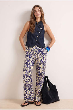 _ok Renkli Etnik Desen Geni_ Kal_p Wide Leg Dokuma Pantolon TWOSS25PL00030