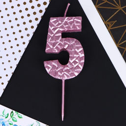Свеча в торт 5, розовая - Страна карнавалия фото 3