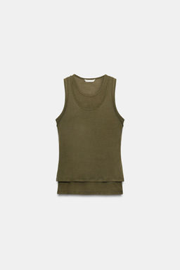 CAMISETA EFECTO DOBLE MANGA SISA / Khaki - Zara фото 4