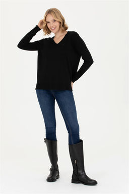 Женский черный базовый свитер с v-образным вырезом Неожиданная скидка в корзине - U.s. polo assn фото 4