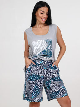 672 ПИЖАМА (шорты) (Серый-изумруд) - А-дина фото 4