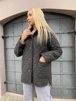 Куртка стеганая на синтепоне из ШЕРСТИ с ХЛОПКОМ - Новый лен фото 10