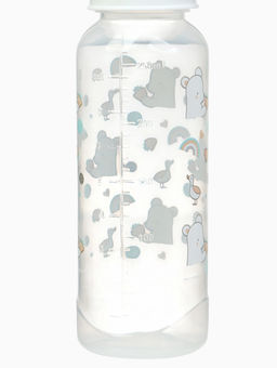Бутылочка для кормления Крошка Я Basic «Медвежонок», классическое горло, от 3 мес., 250 мл., белый/бирюзовый